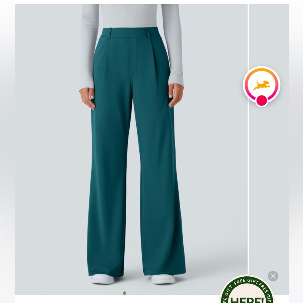 High Waisted Side Pocket Work Flare Pants reg.‎ length sz Medirm Atlantic color